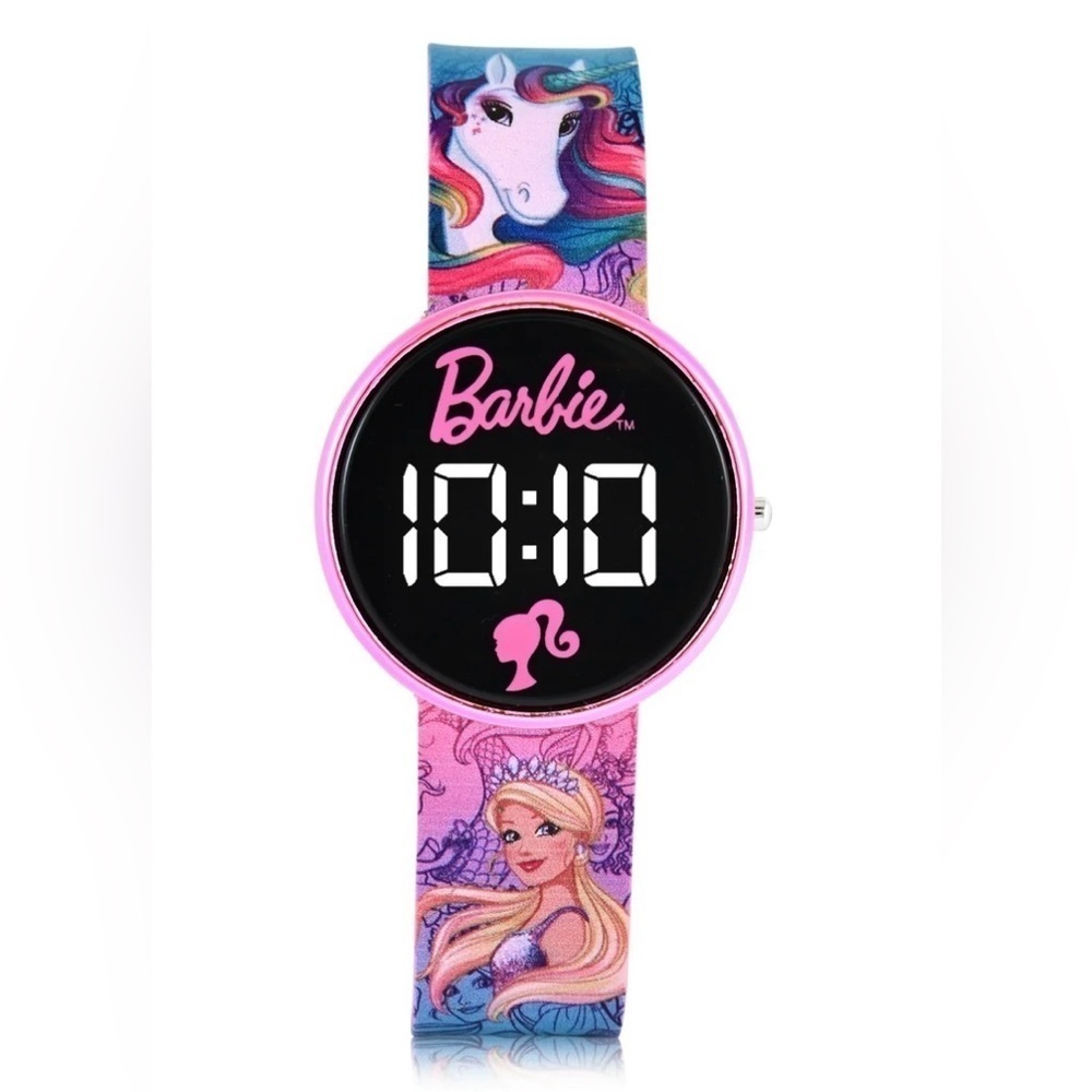 BarbieGirl's Children's LED Watch with Round Case and Printed Silicone Strap